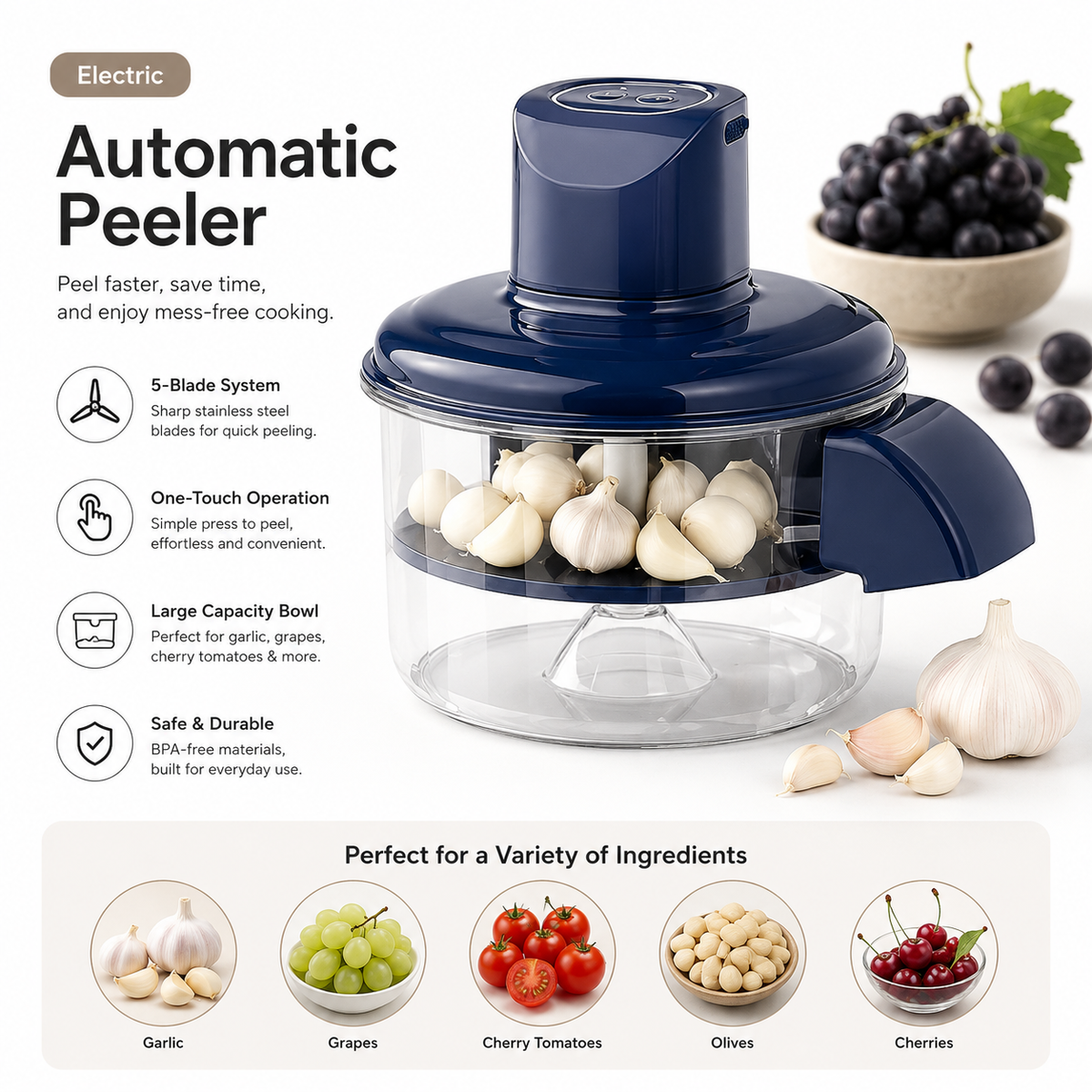 PeelPro™ 5-Blade Electric Fruit & Vegetable Peeler