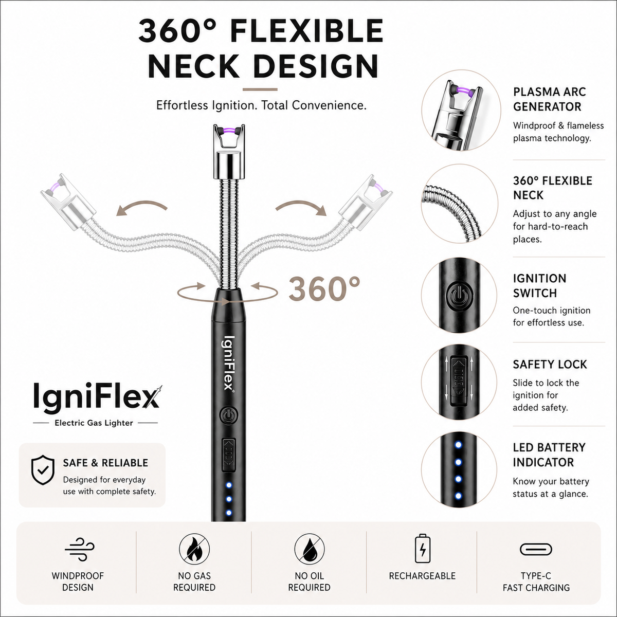 IgniFlex™ Rechargeable Arc Lighter