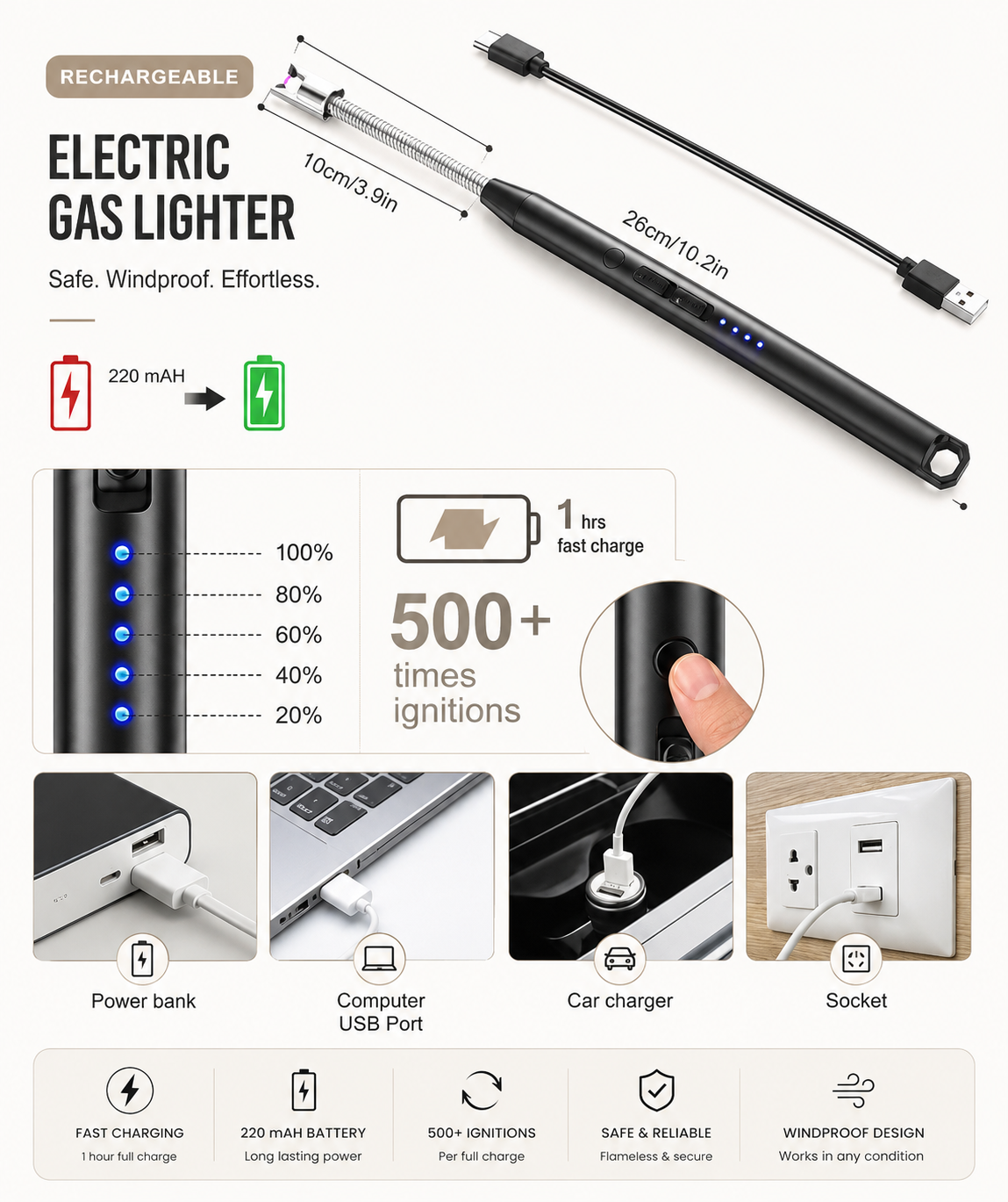 IgniFlex™ Rechargeable Arc Lighter
