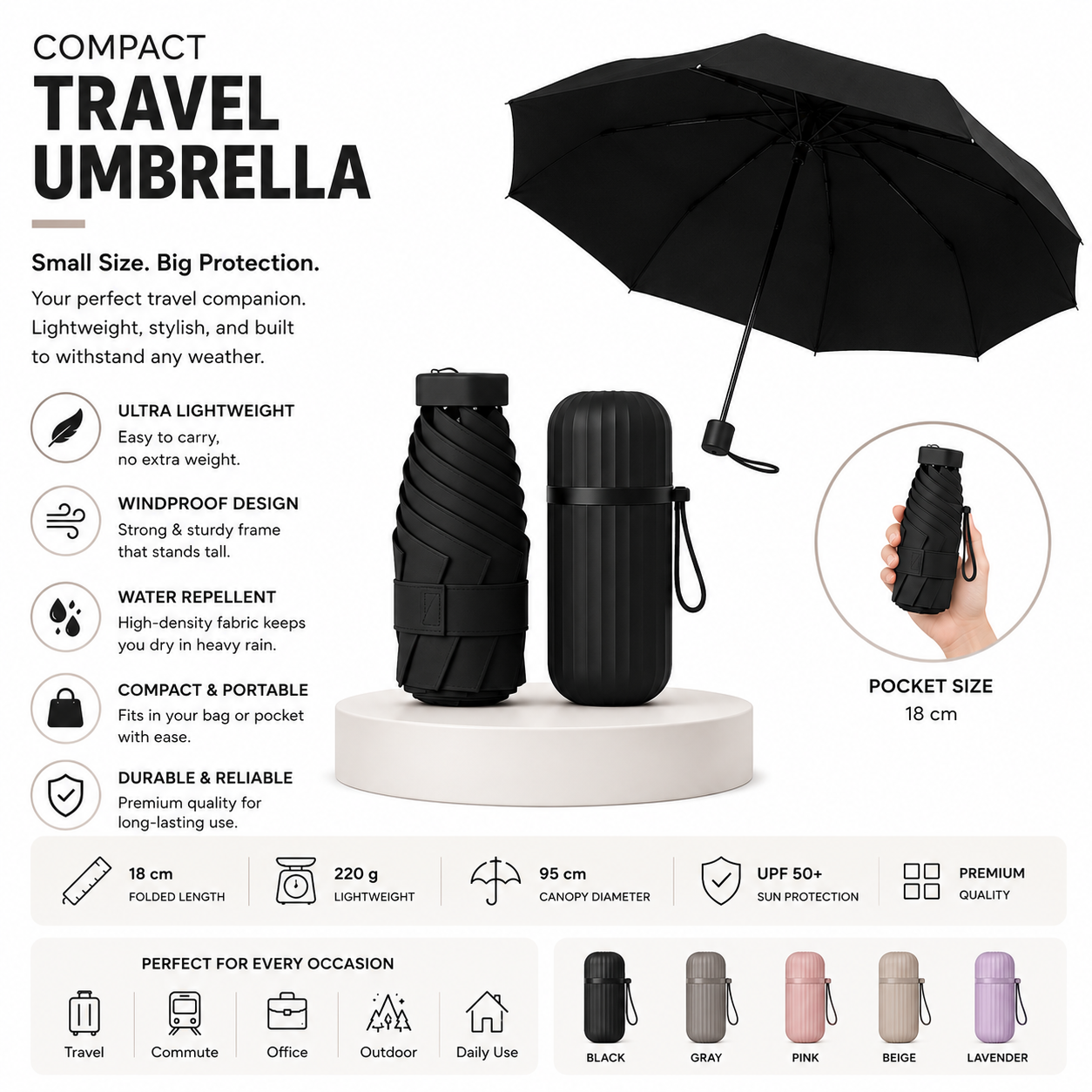 EverDry™ UV Travel Umbrella