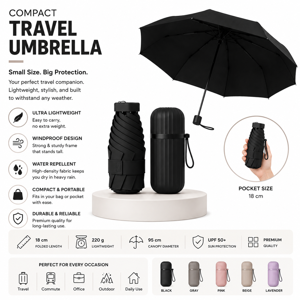 EverDry™ UV Travel Umbrella