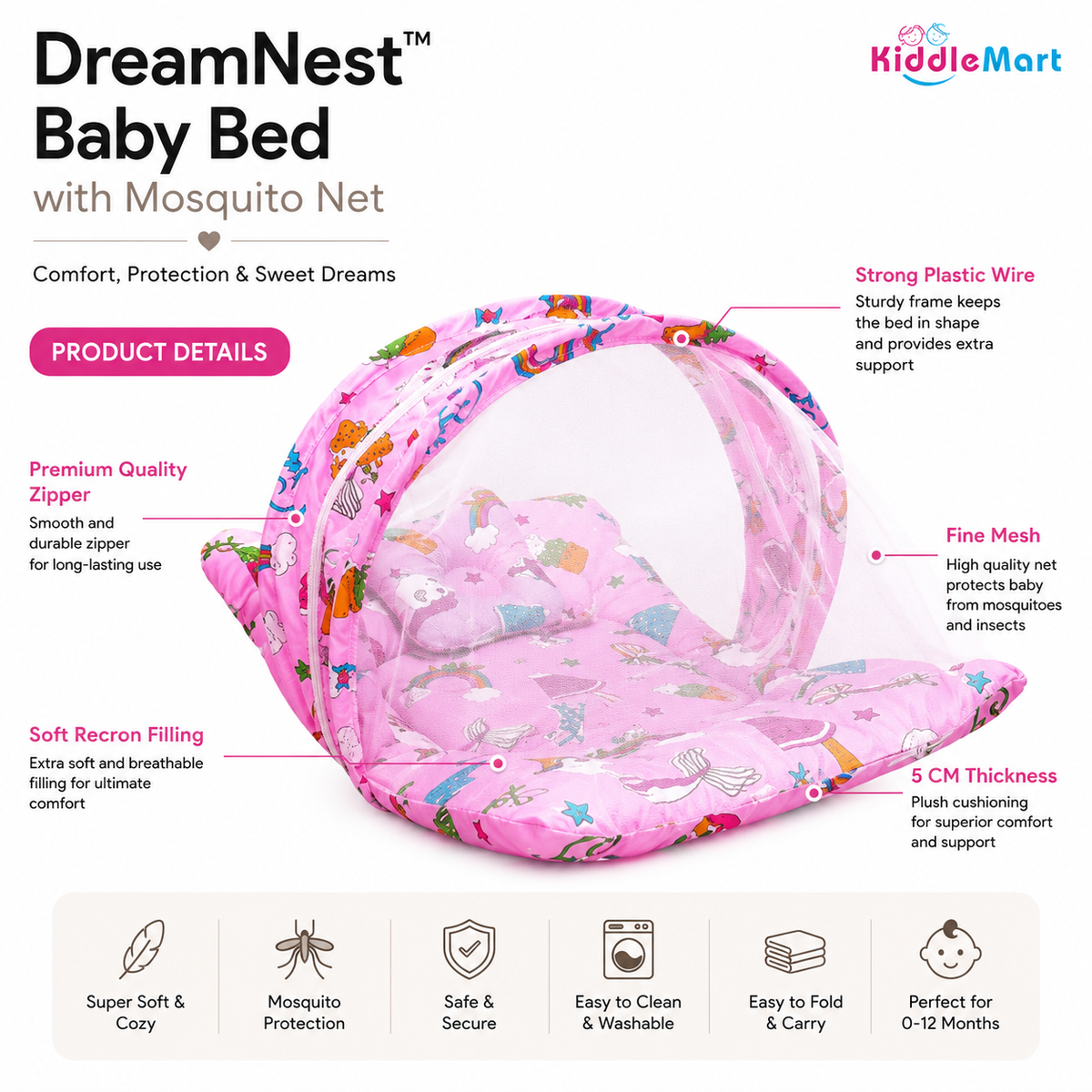 DreamNest™ Baby Bed with Mosquito Net