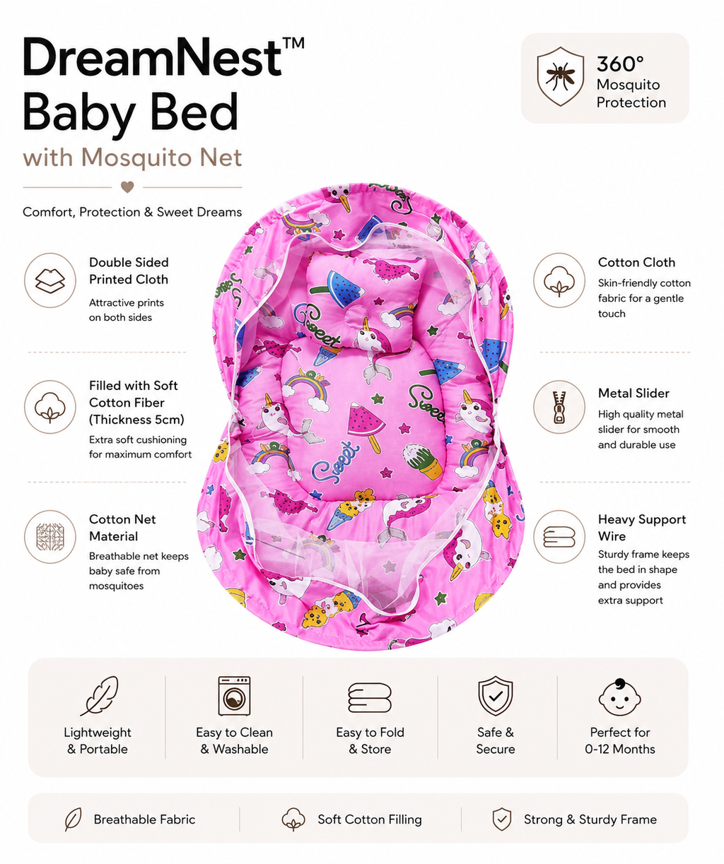 DreamNest™ Baby Bed with Mosquito Net
