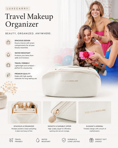 LuxeCarry Makeup Organizer - Waterproof Compact Makeup Organizer