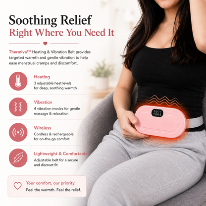 Thermiva™ - Portable Cordless Heating & Vibration Belt for Menstrual Cramps