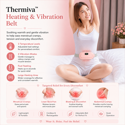 Thermiva™ - Portable Cordless Heating & Vibration Belt for Menstrual Cramps