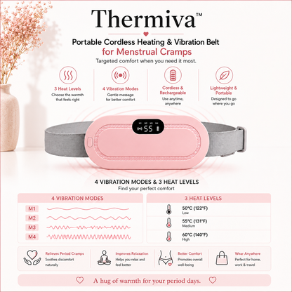 Thermiva™ - Portable Cordless Heating & Vibration Belt for Menstrual Cramps