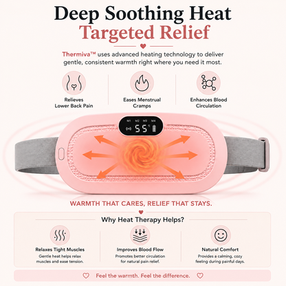 Thermiva™ - Portable Cordless Heating & Vibration Belt for Menstrual Cramps