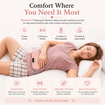 Thermiva™ - Portable Cordless Heating & Vibration Belt for Menstrual Cramps