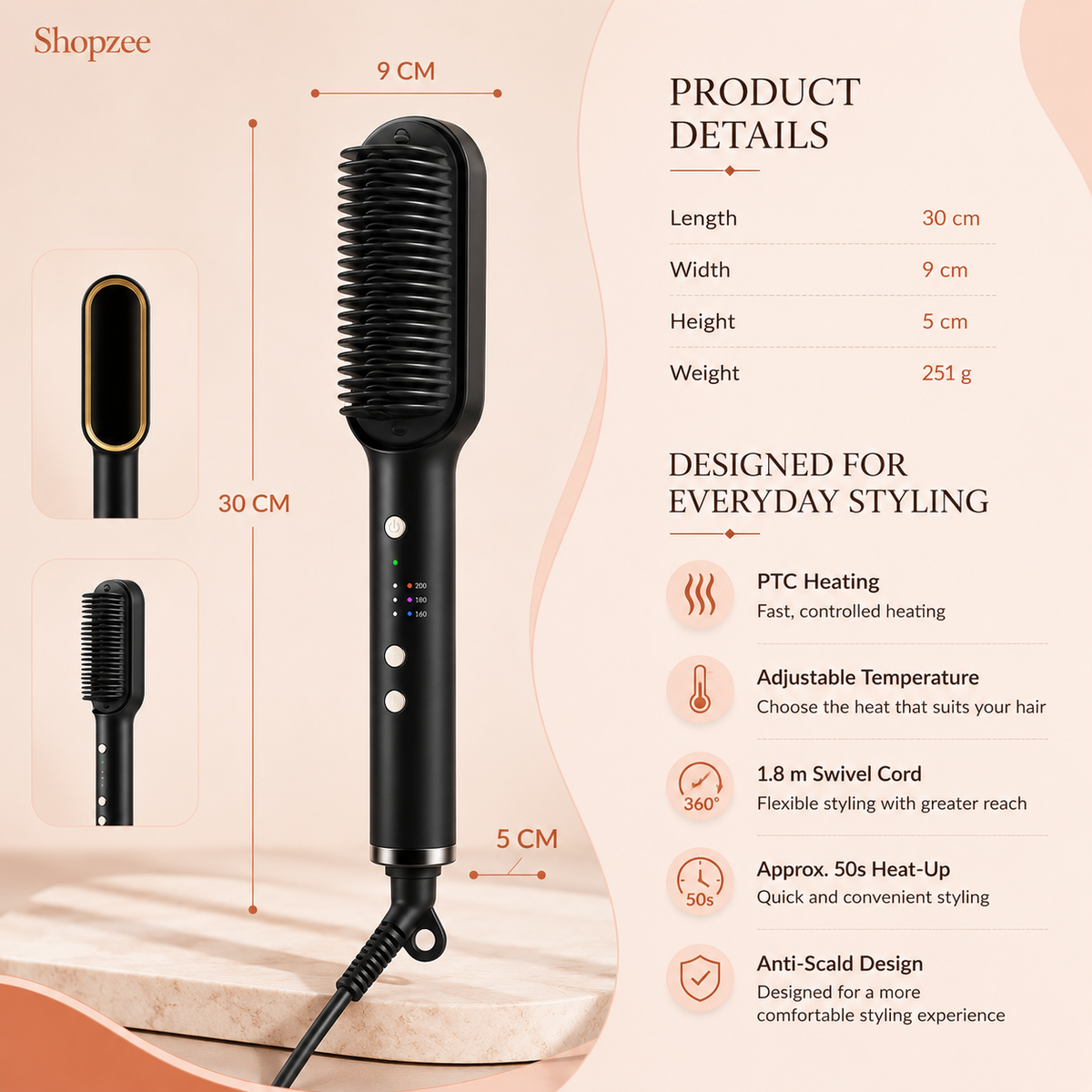 SleekPro™ Hair Straightening Brush