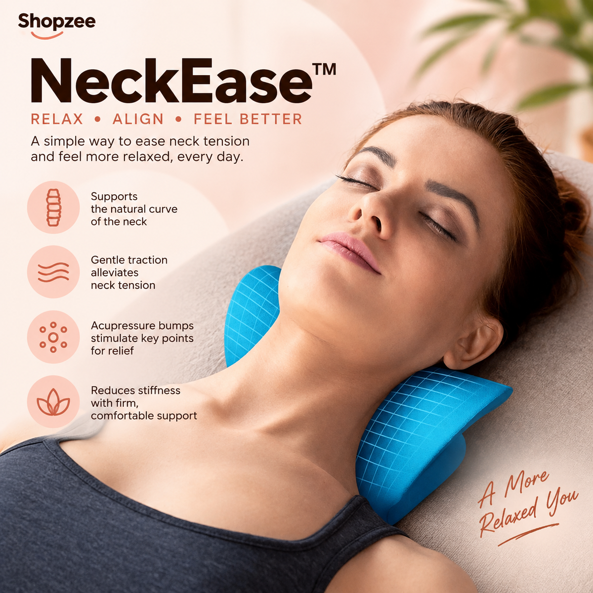 NeckEase™ Cervical Neck Relaxer — Ergonomic Pain Relief Pillow