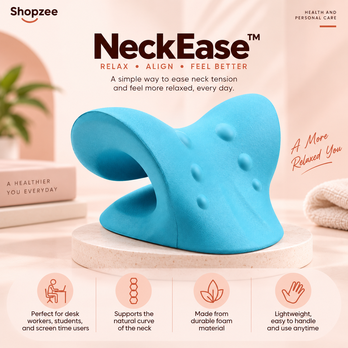 NeckEase™ Cervical Neck Relaxer — Ergonomic Pain Relief Pillow