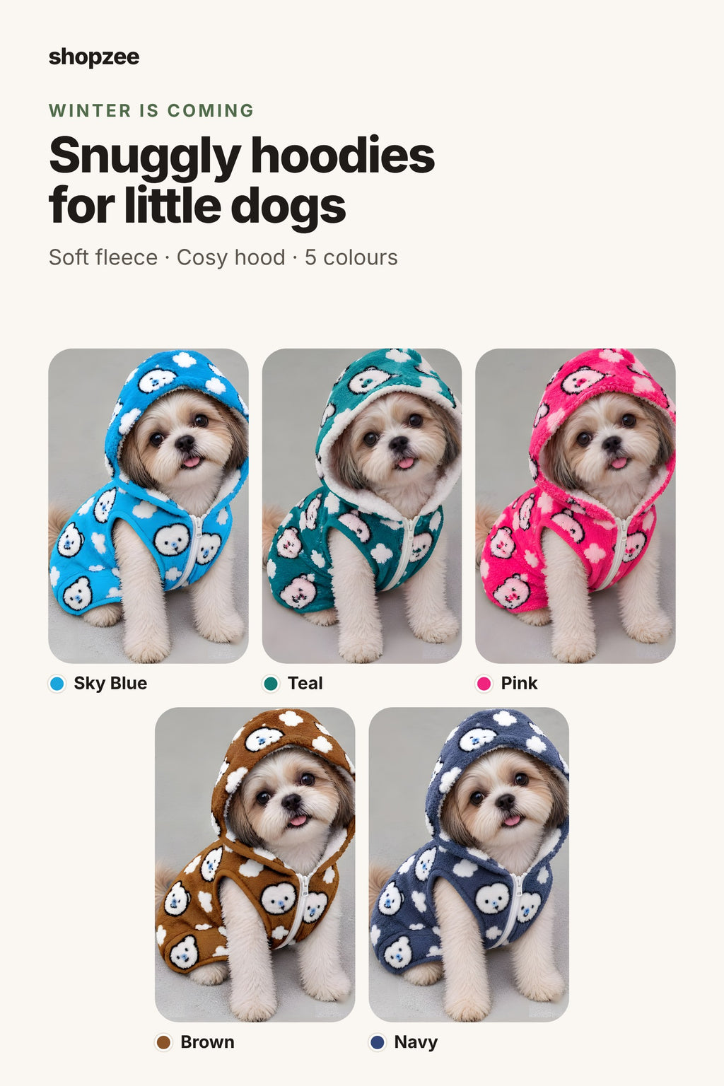 Shopzee Snuggly Fleece Hoodie for Small Dogs