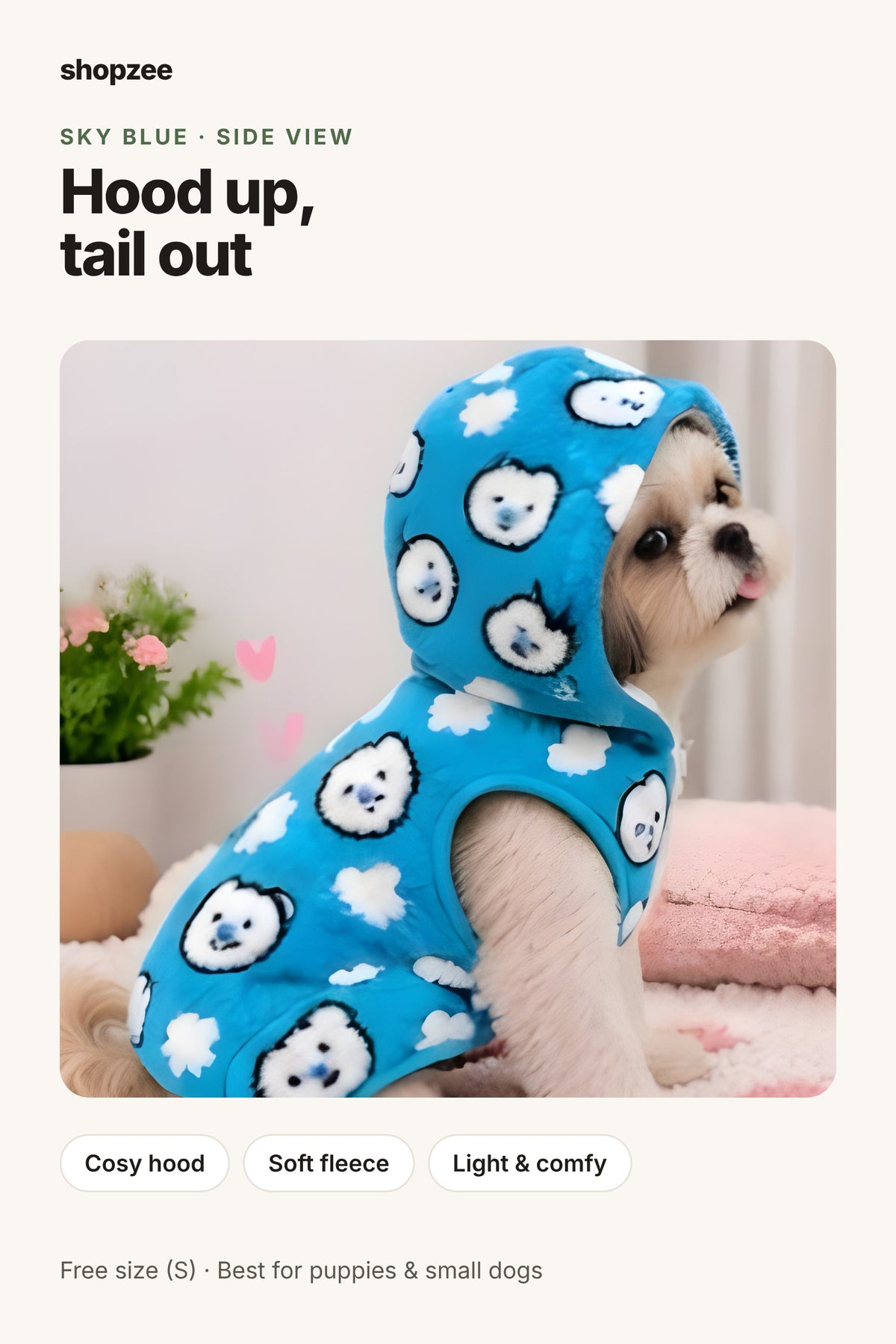 Shopzee Snuggly Fleece Hoodie for Small Dogs