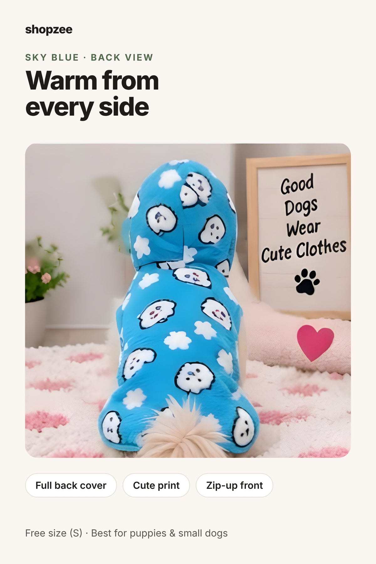 Shopzee Snuggly Fleece Hoodie for Small Dogs