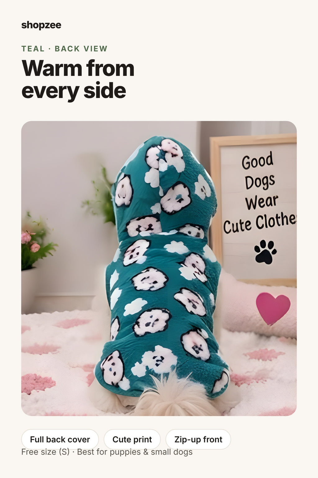 Shopzee Snuggly Fleece Hoodie for Small Dogs