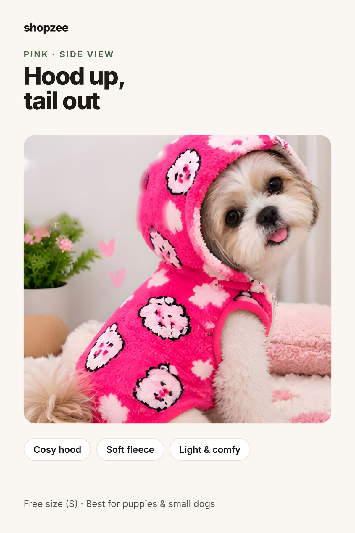Shopzee Snuggly Fleece Hoodie for Small Dogs