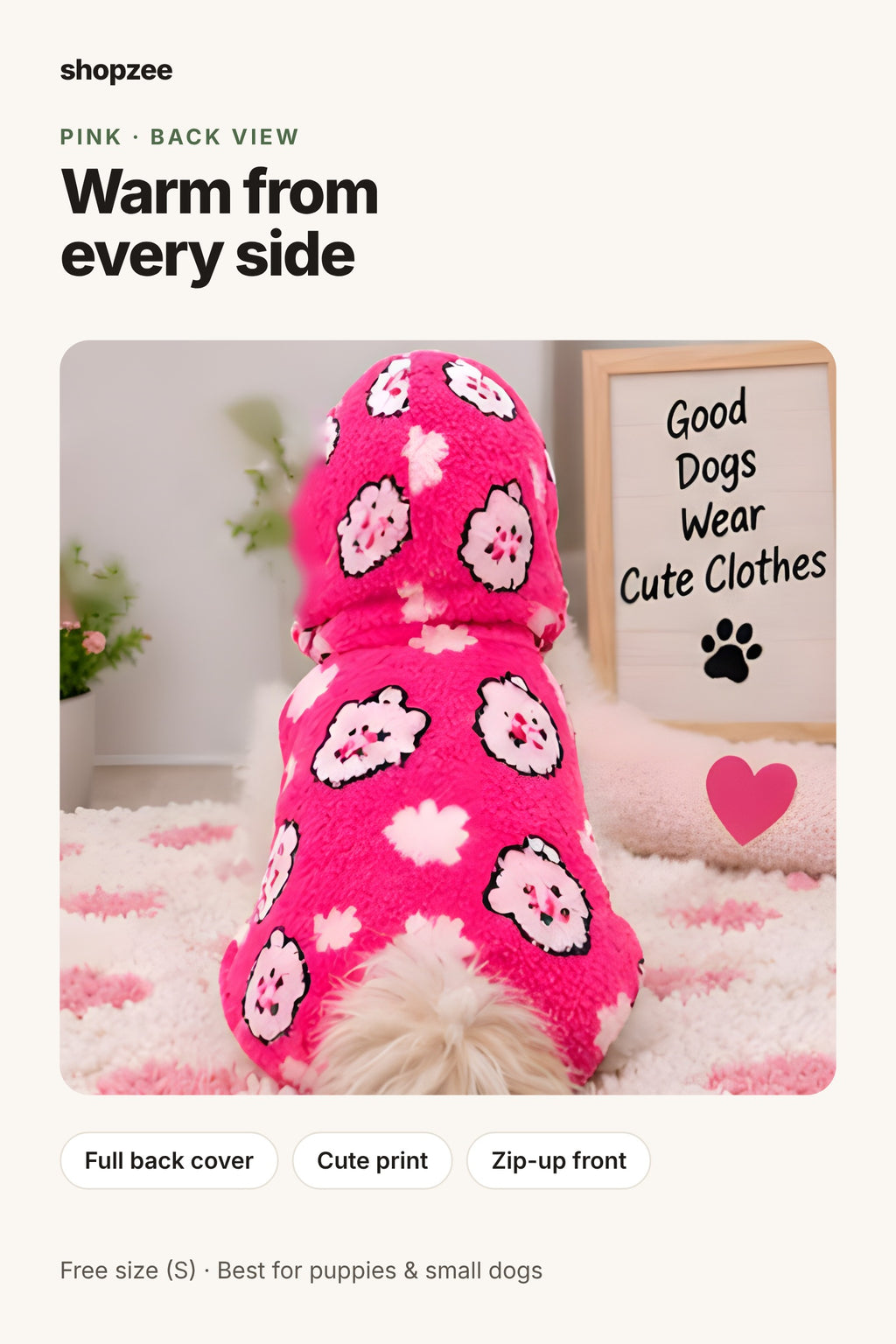 Shopzee Snuggly Fleece Hoodie for Small Dogs