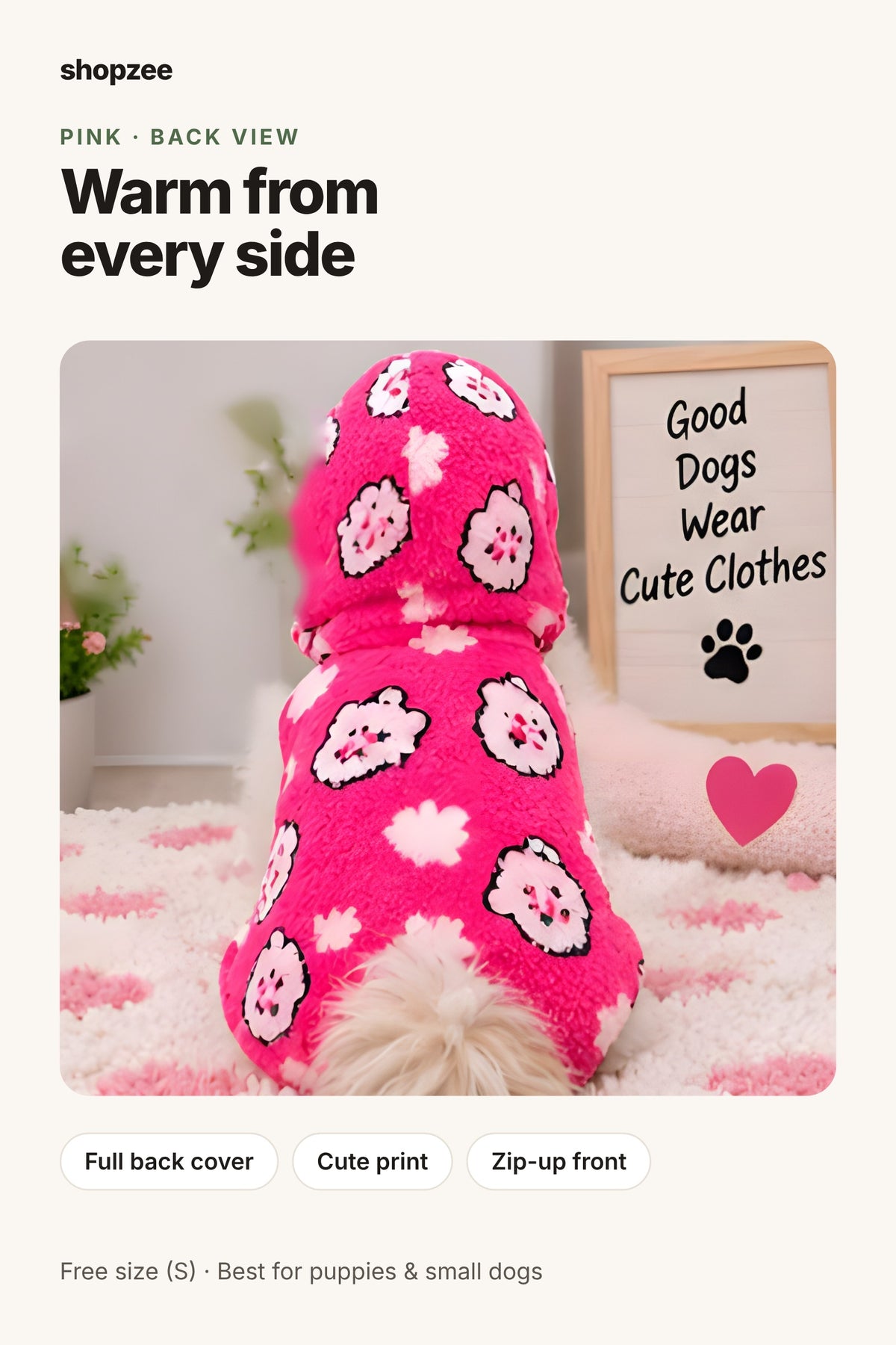 Shopzee Snuggly Fleece Hoodie for Small Dogs