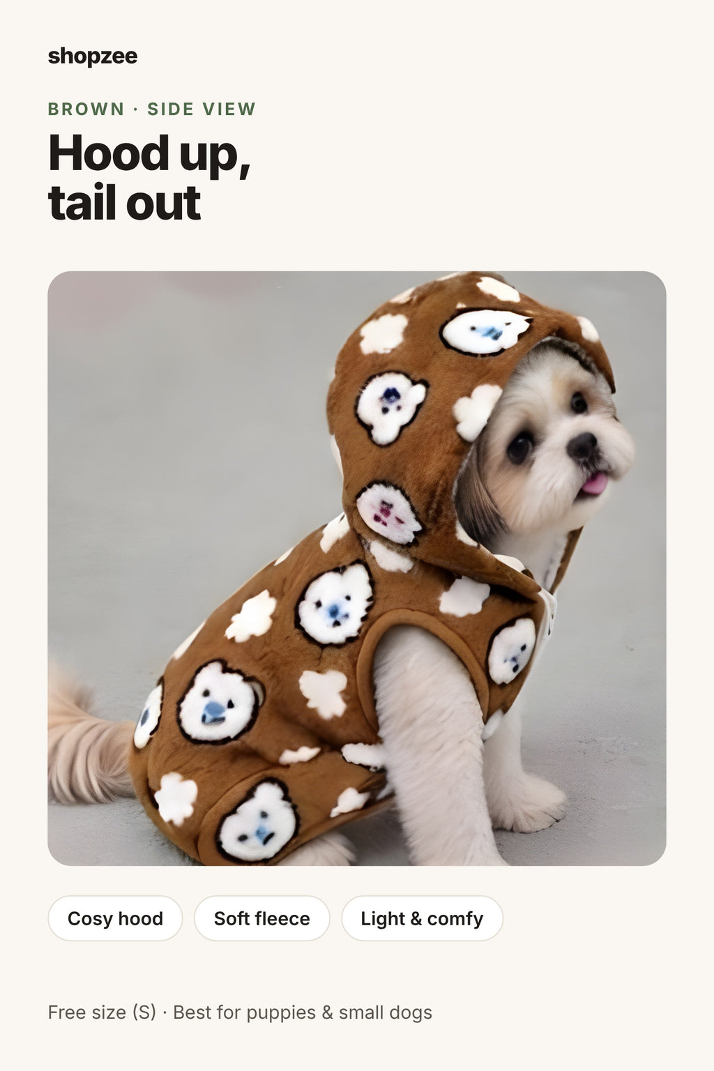 Shopzee Snuggly Fleece Hoodie for Small Dogs