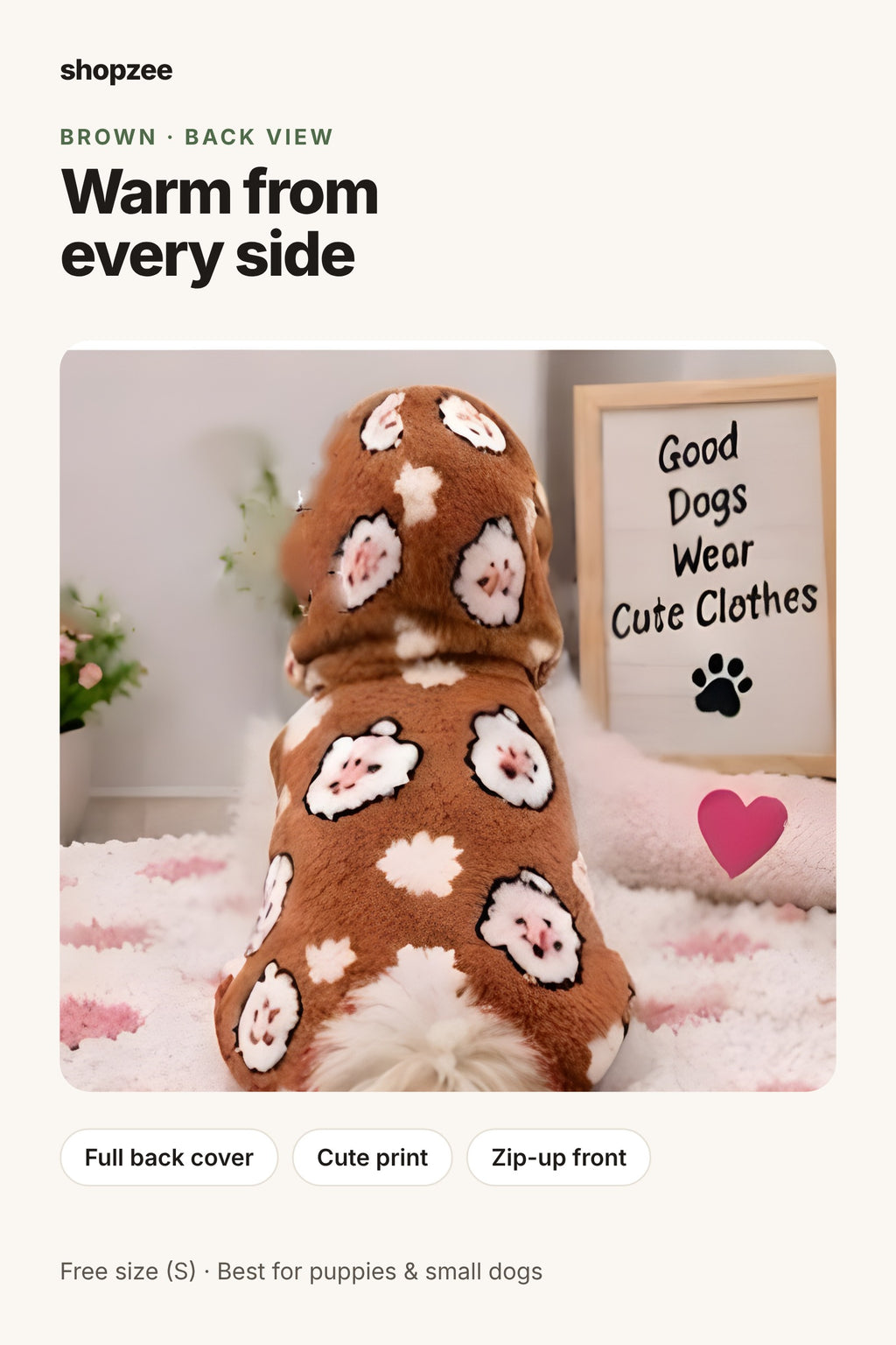 Shopzee Snuggly Fleece Hoodie for Small Dogs