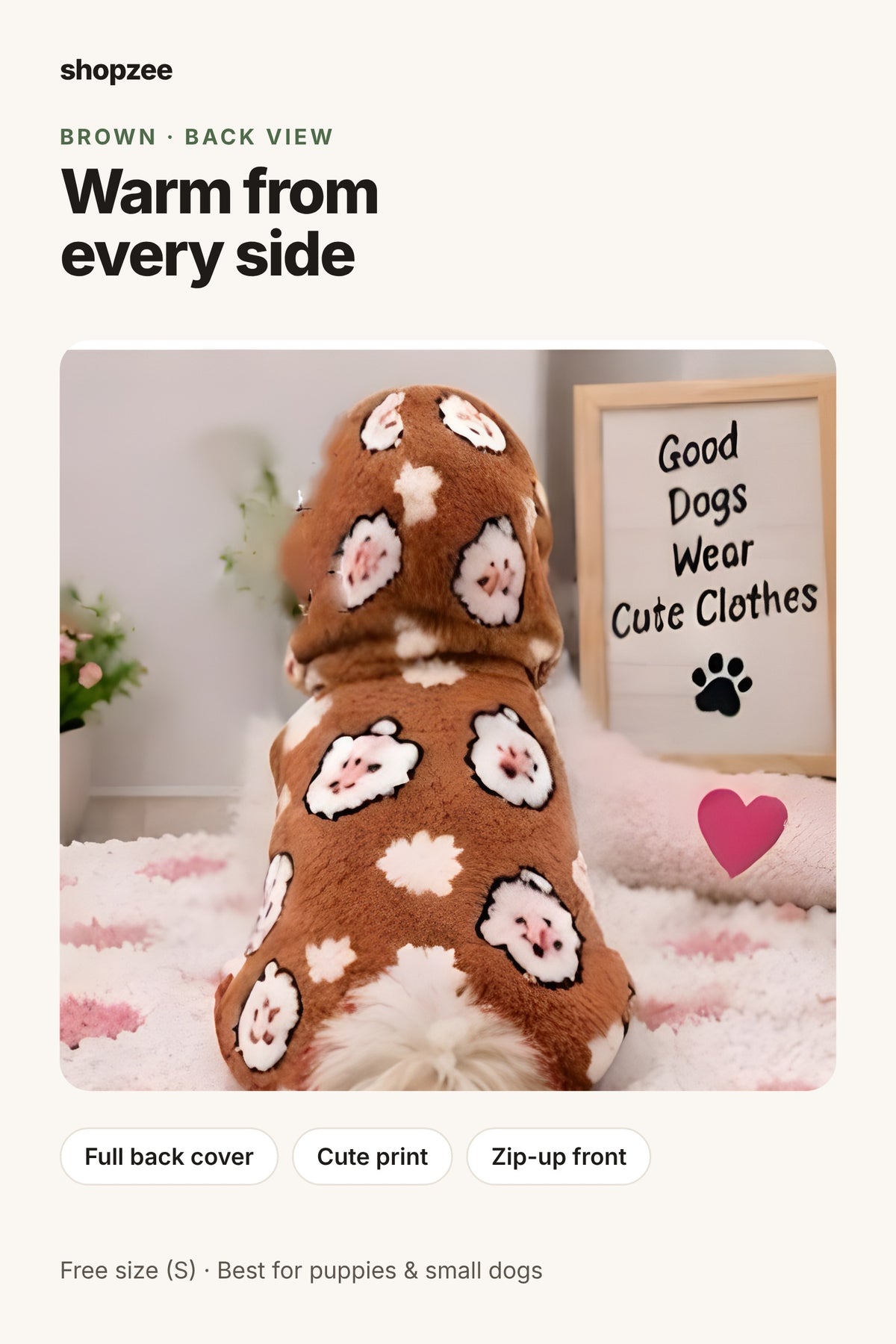 Shopzee Snuggly Fleece Hoodie for Small Dogs