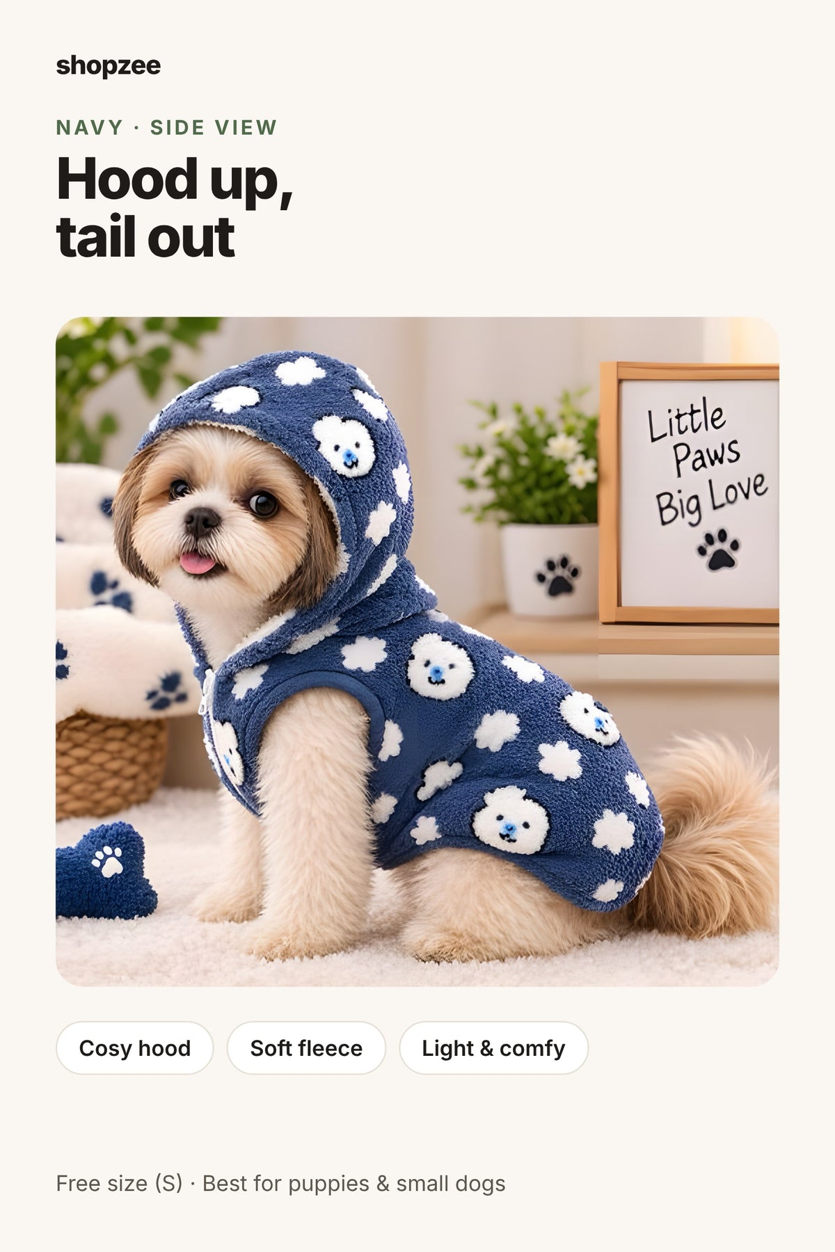 Shopzee Snuggly Fleece Hoodie for Small Dogs