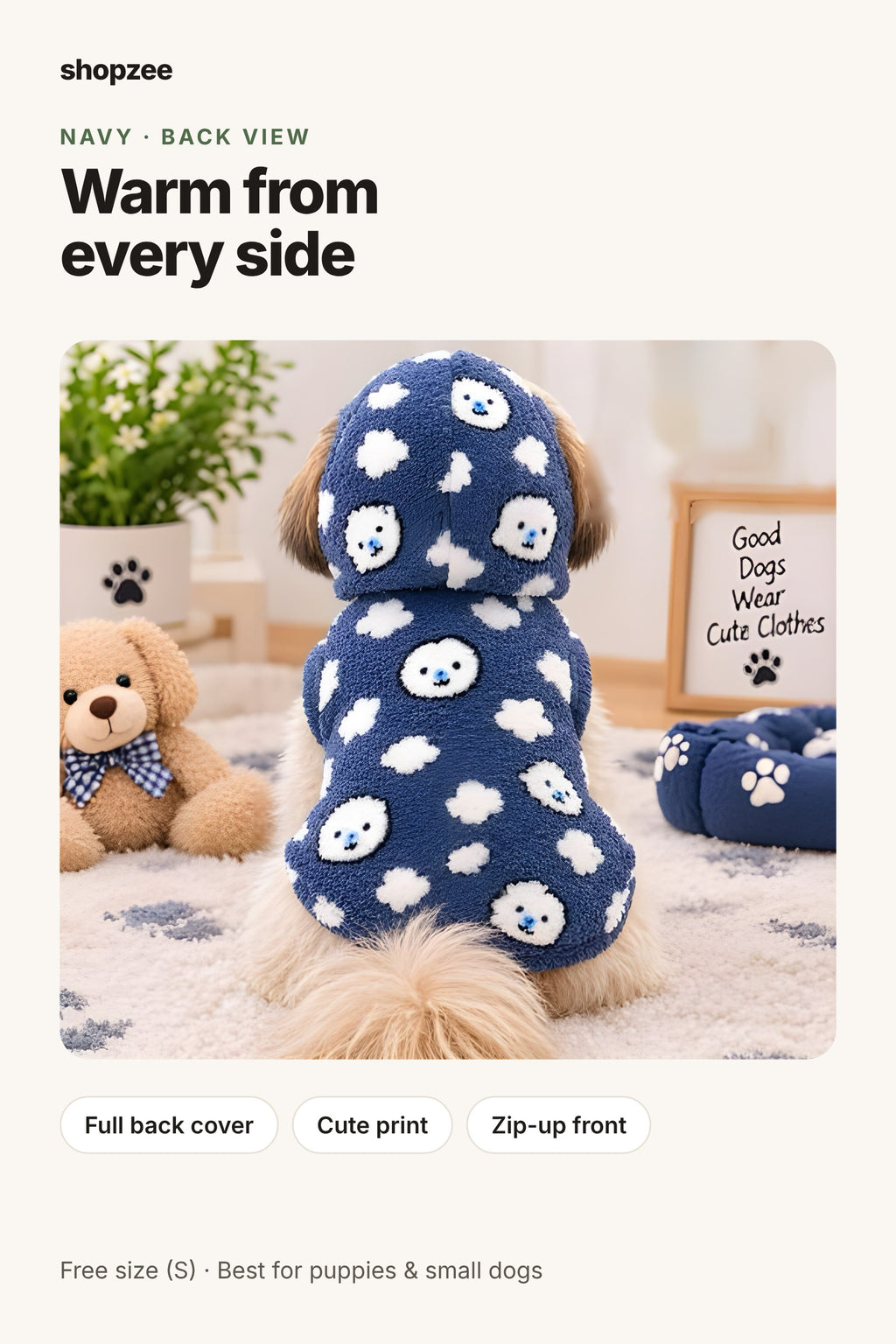 Shopzee Snuggly Fleece Hoodie for Small Dogs