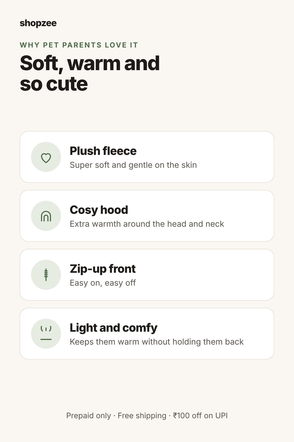 Shopzee Snuggly Fleece Hoodie for Small Dogs