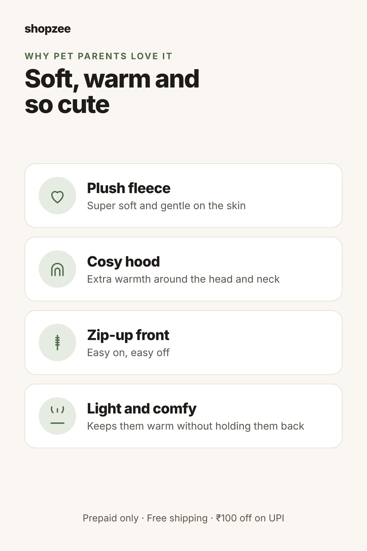Shopzee Snuggly Fleece Hoodie for Small Dogs
